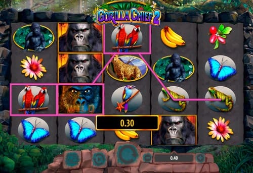Призовая комбинация символов в игровом автомате Gorilla Chief 2