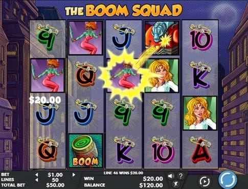 Выигрышная комбинация символов в автомате The Boom Squad