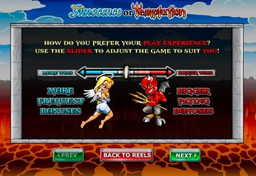 Игровые настройки в онлайн аппарате Innocence or Temptation