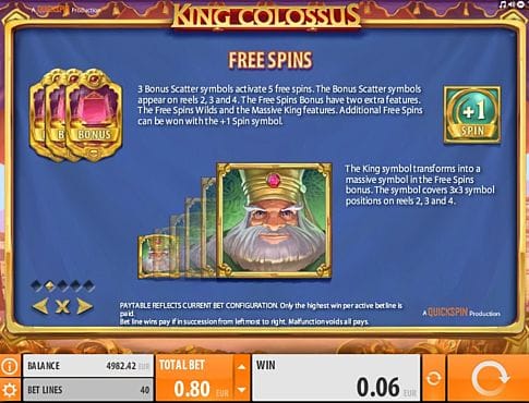 Фриспины в онлайн слоте King Colossus